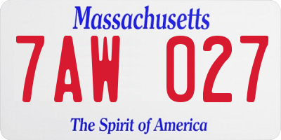 MA license plate 7AW027
