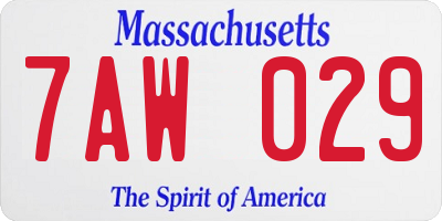 MA license plate 7AW029