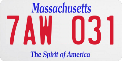 MA license plate 7AW031