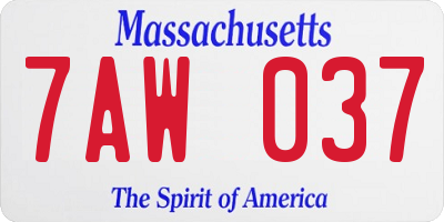 MA license plate 7AW037