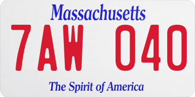 MA license plate 7AW040