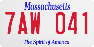 MA license plate 7AW041