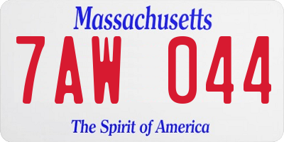 MA license plate 7AW044