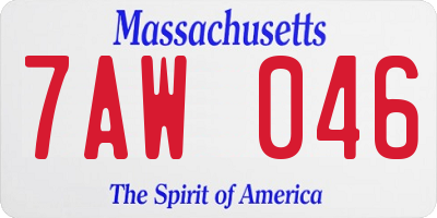 MA license plate 7AW046