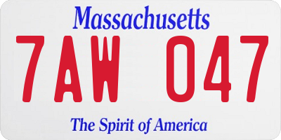MA license plate 7AW047