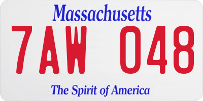 MA license plate 7AW048