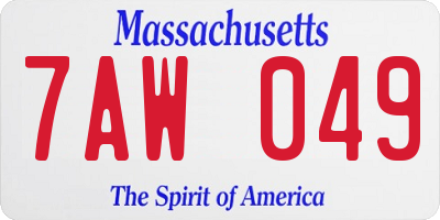 MA license plate 7AW049