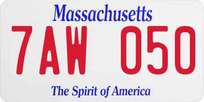 MA license plate 7AW050