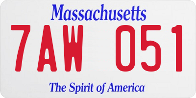 MA license plate 7AW051
