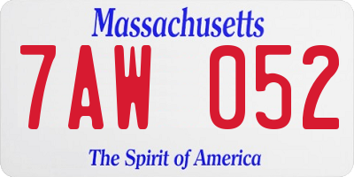 MA license plate 7AW052