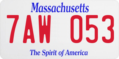 MA license plate 7AW053