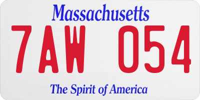 MA license plate 7AW054