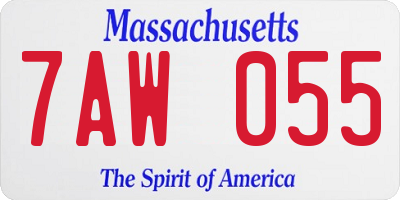 MA license plate 7AW055