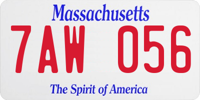 MA license plate 7AW056