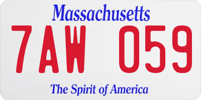 MA license plate 7AW059