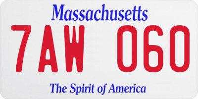 MA license plate 7AW060