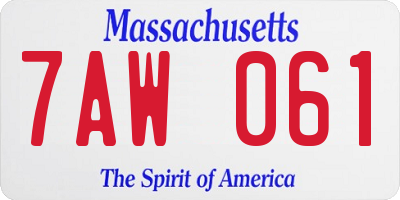 MA license plate 7AW061