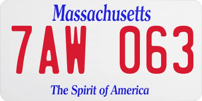 MA license plate 7AW063