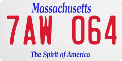 MA license plate 7AW064