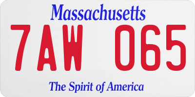 MA license plate 7AW065
