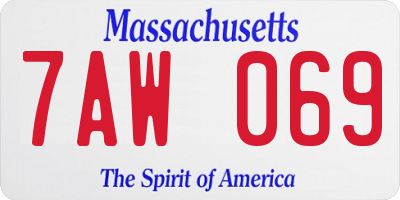 MA license plate 7AW069