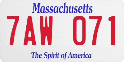MA license plate 7AW071