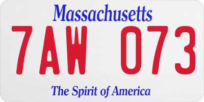 MA license plate 7AW073