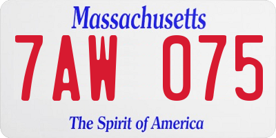MA license plate 7AW075
