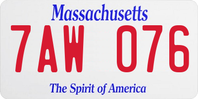 MA license plate 7AW076