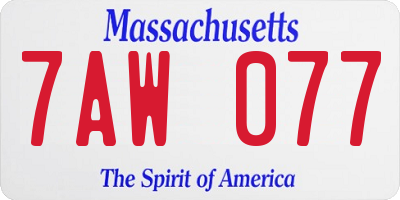 MA license plate 7AW077