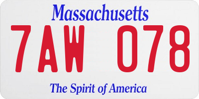 MA license plate 7AW078