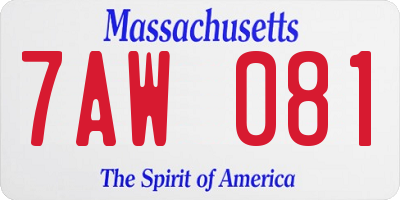 MA license plate 7AW081