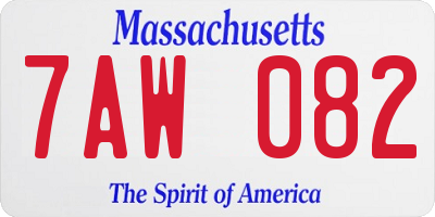 MA license plate 7AW082