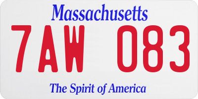 MA license plate 7AW083