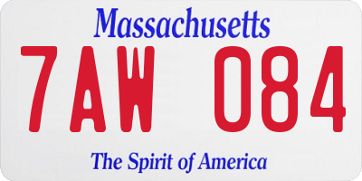 MA license plate 7AW084