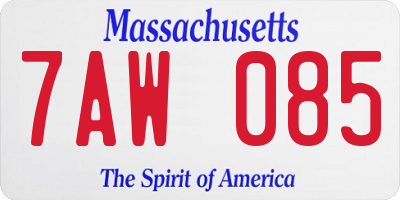 MA license plate 7AW085