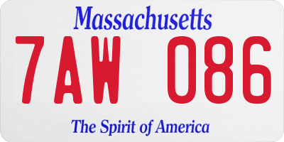 MA license plate 7AW086