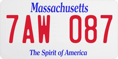 MA license plate 7AW087