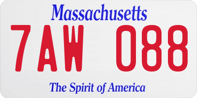MA license plate 7AW088