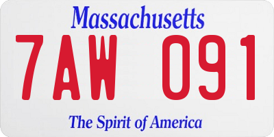 MA license plate 7AW091