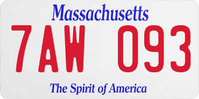 MA license plate 7AW093