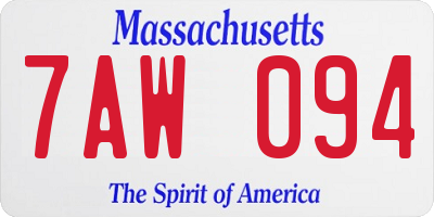 MA license plate 7AW094