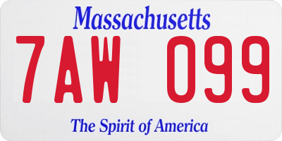 MA license plate 7AW099