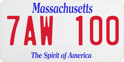 MA license plate 7AW100