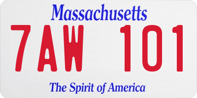 MA license plate 7AW101