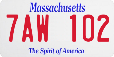 MA license plate 7AW102
