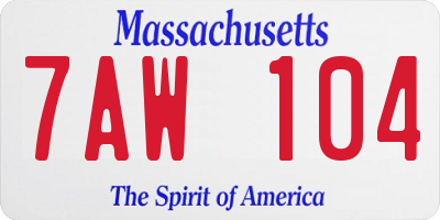 MA license plate 7AW104