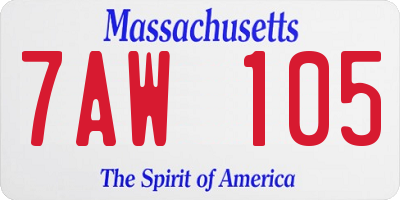 MA license plate 7AW105