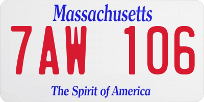 MA license plate 7AW106