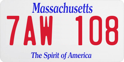 MA license plate 7AW108